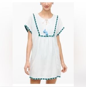 J.‎ Crew Embroidered Fringe Beach Tunic Top Tassels Cover Up White women's XL